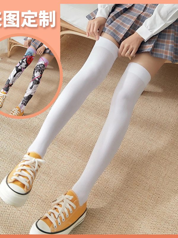 Custom 3D Digital Printing Stockings Cartoon Pattern over Knee Socks Velvet High Socks Leg Socks Custom over Knee Socks