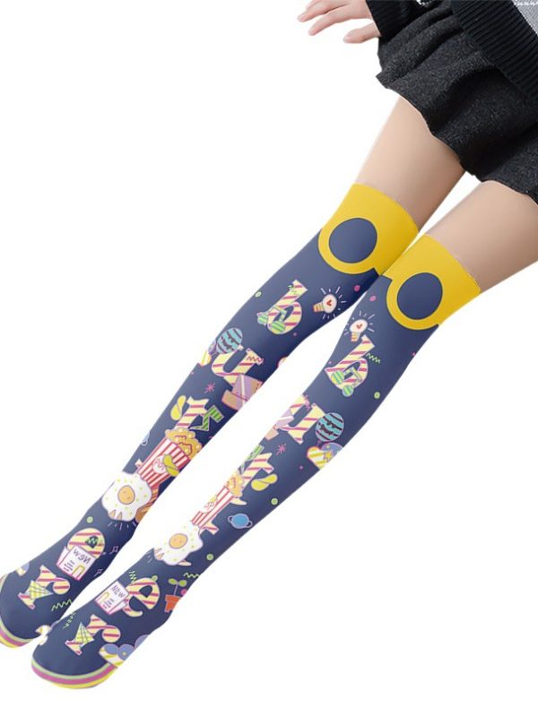 Japanese cute cherry printed lolita pantyhose cute lolita printed bottoming socks lolita girl stockings