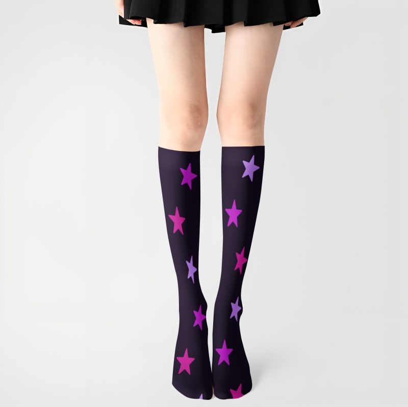 Japanese Lolita Printed Over-the-Knee Socks with Liz Girl's Dress Cute Pantyhose COS Base Socks - Image 4