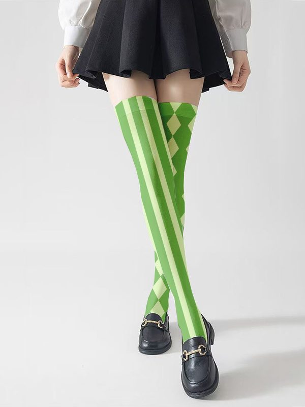 JK Small Leg Socks Printed Skinny Leg Over Knee Stockings Spring and Autumn Knee Socks Summer Socks Japanese Uniform Velvet