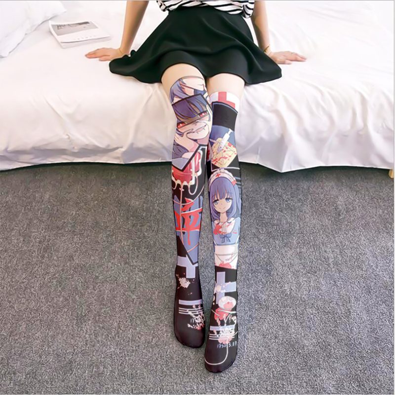 Japanese Style Cute Cherry Printed lolita Pantyhose Cute lolita Printed Bottoming Socks lolita Girly Stockings - Image 3