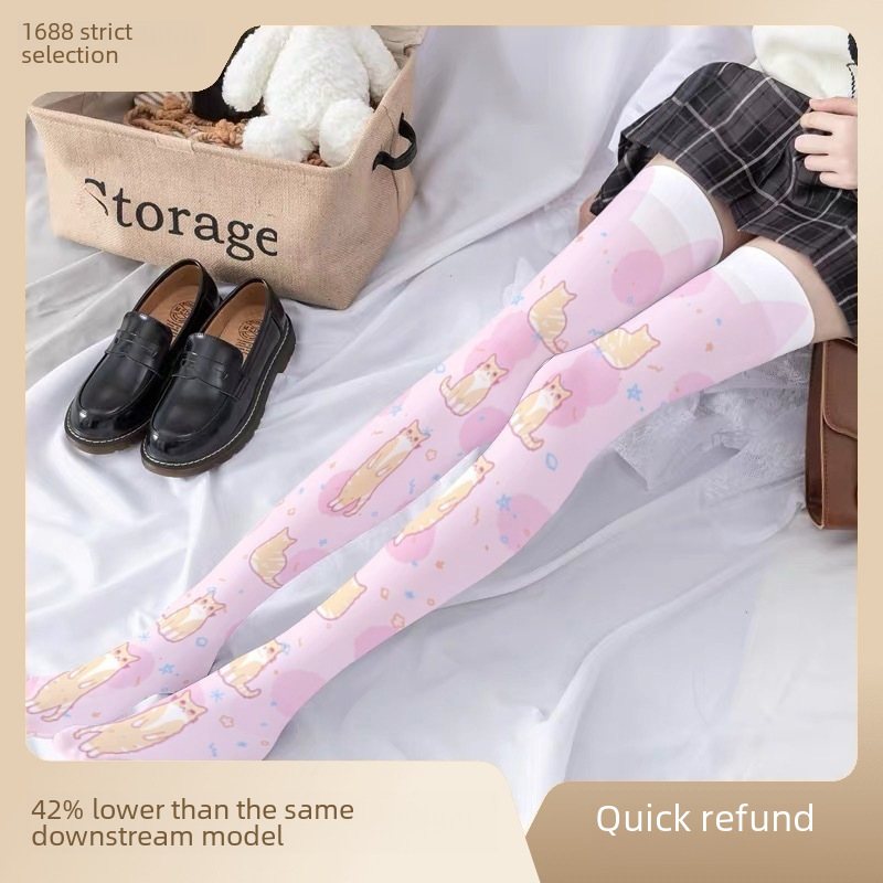 Anime Lolita Socks: Cute Velvet Thigh High Stockings