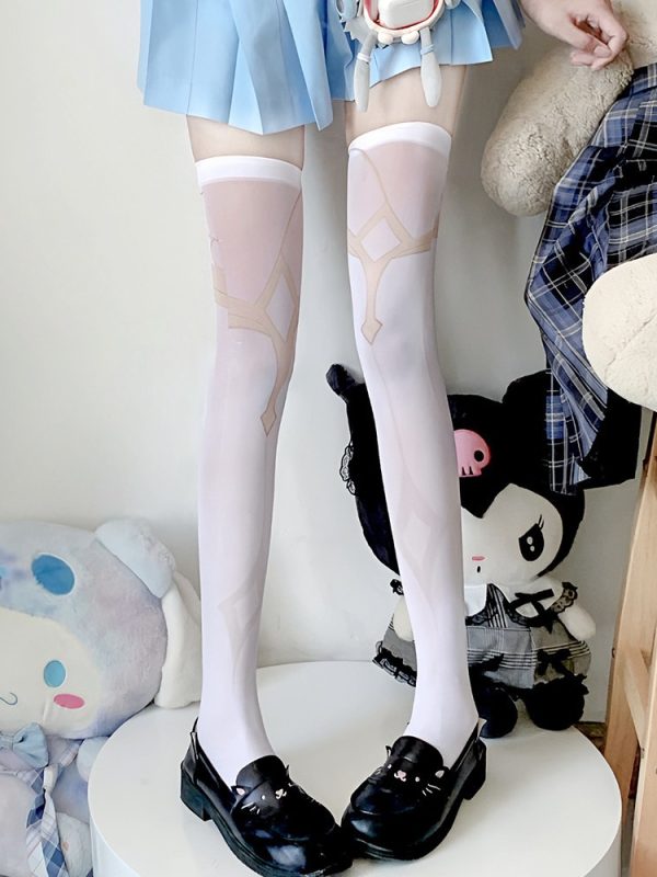 Original Shen Ying sister with printed knee socks animation two-dimensional original design cos stockings with long thigh socks