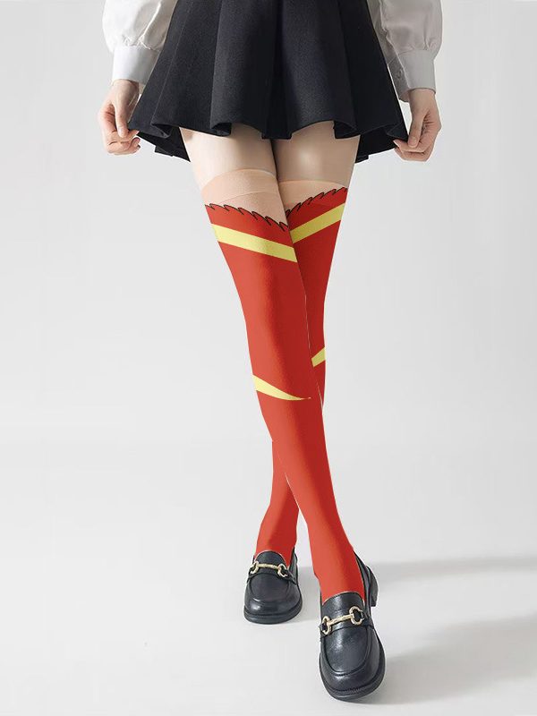 Japanese printing lengthened easy to meet the same knee socks thigh socks white stockings secondary animation cos Hanfu 75m