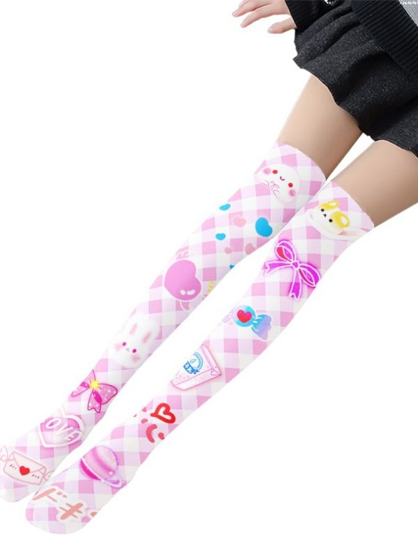 Japanese cute cherry printed lolita pantyhose cute lolita printed bottoming socks lolita girl stockings
