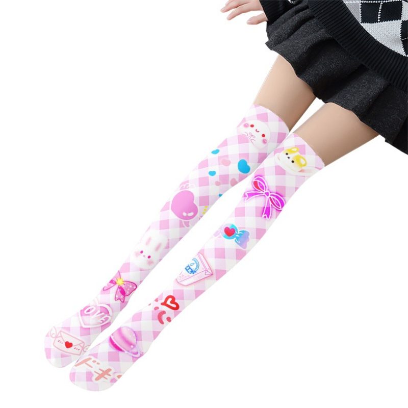 Japanese cute cherry printed lolita pantyhose cute lolita printed bottoming socks lolita girl stockings