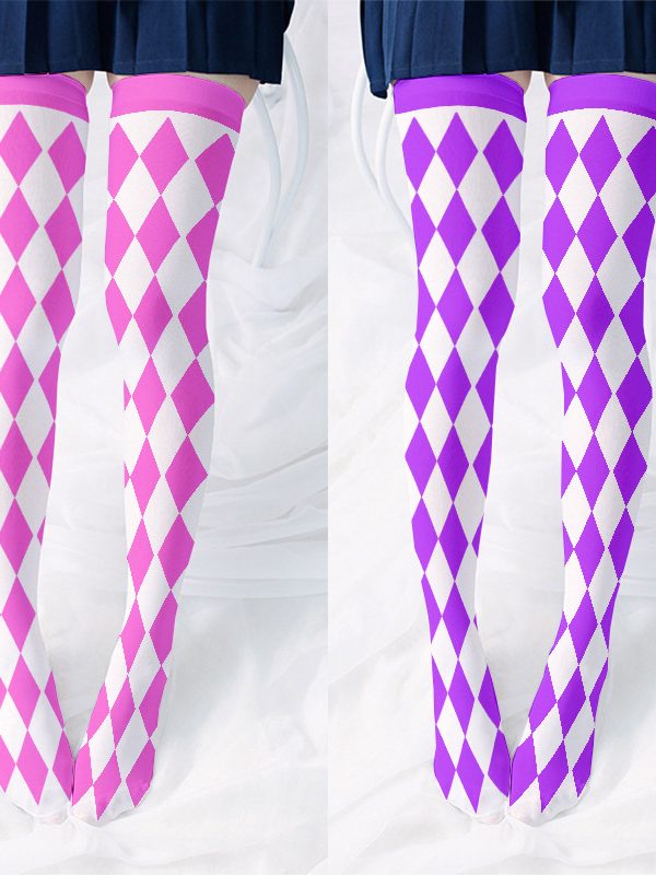 Printed Silk Stockings Thin Women's Spring and Autumn Japanese Style Lolita Cute Animation Over-the-Knee Long White Velvet Socks