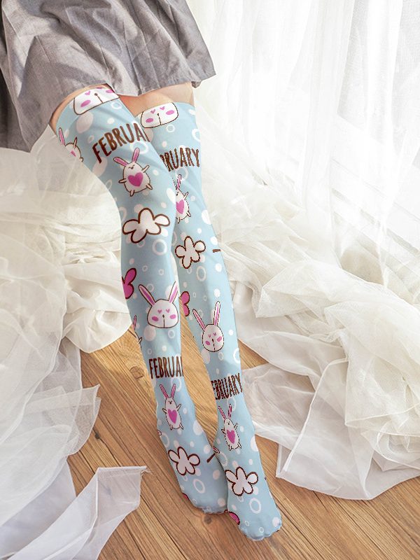Cute cartoon animal print lolita pantyhose cute lolita print bottoming socks lolita girl stockings