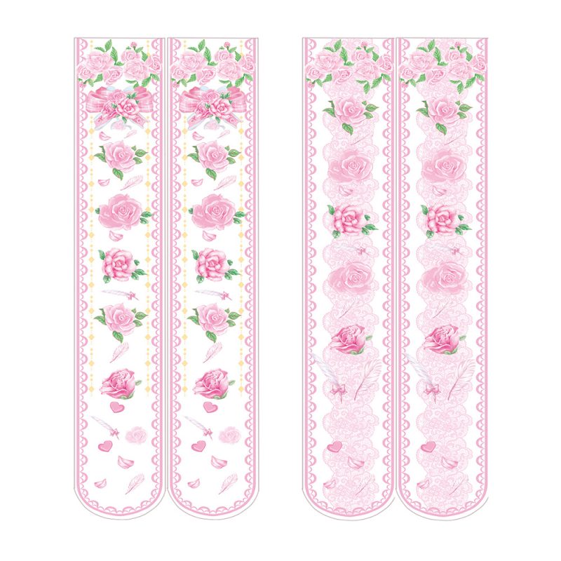 Printed Silk Stockings Thin Women's Spring and Autumn Japanese Style Lolita Cute Animation Over-the-Knee Long White Velvet Socks - Image 9
