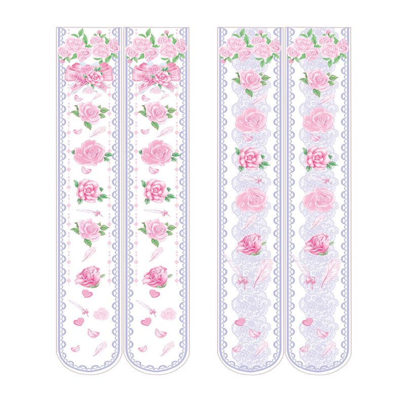 Printed Silk Stockings Thin Women's Spring and Autumn Japanese Style Lolita Cute Animation Over-the-Knee Long White Velvet Socks - Image 8