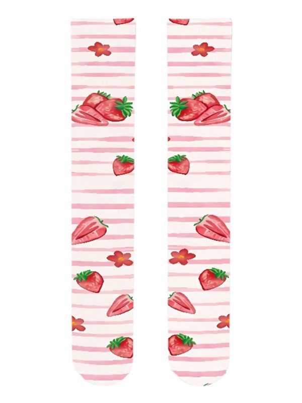 Printed Silk Stockings Thin Women's Spring and Autumn Japanese Style Lolita Cute Animation Over-the-Knee Long White Velvet Socks