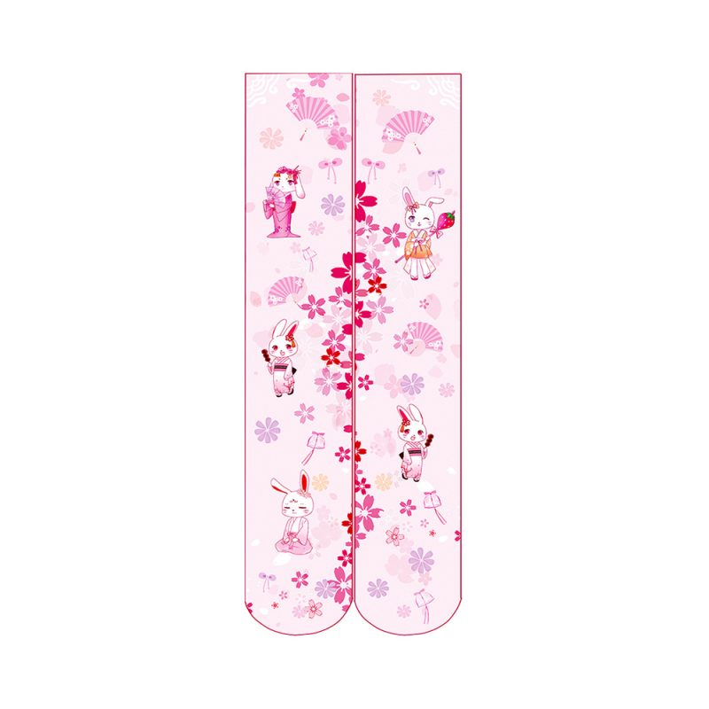 Printed Silk Stockings Thin Women's Spring and Autumn Japanese Style Lolita Cute Animation Over-the-Knee Long White Velvet Socks - Image 5