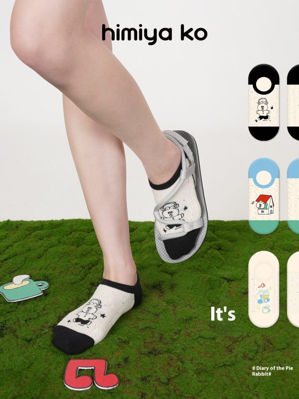 Summer new boat socks for women thin cute thin cotton non-slip shallow mouth no fall heel breathable short socks