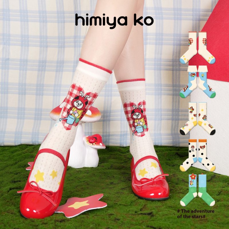 Star Adventure Series Summer Women's Thin Socks Breathable Cute Cartoon Dopamine Summer Combed Cotton Middle Socks