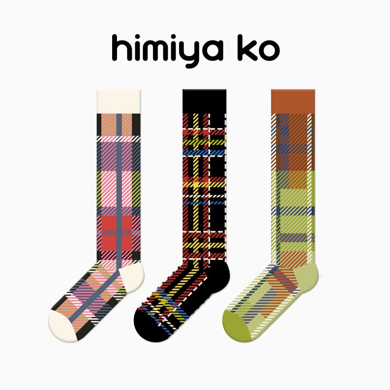 Summer new style women's college style pattern calf socks non-slip breathable retro contrast color combed cotton sports socks - Image 6