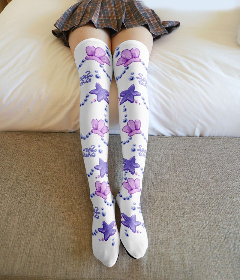Printed Silk Stockings Thin Women's Spring and Autumn Japanese Style Lolita Cute Animation Over-the-Knee Long White Velvet Socks - Image 3