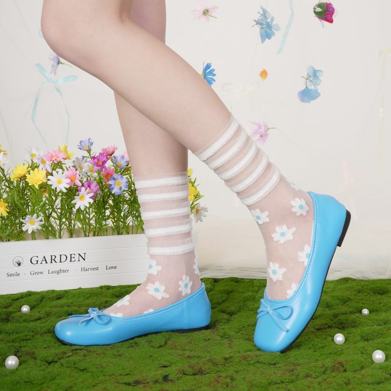 Summer socks for women thin cotton ballet style lace lace glass silk crystal ice breathable mid-tube socks - Image 3