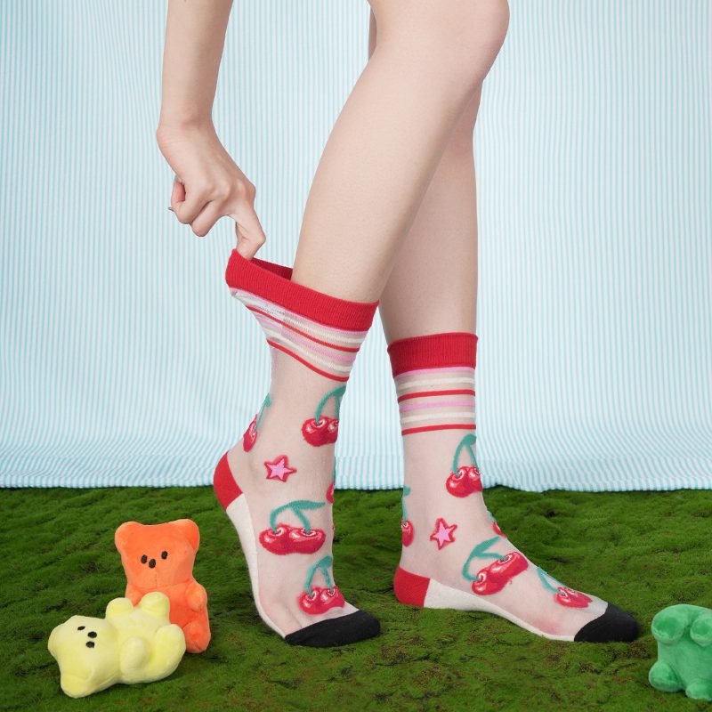 himiyako sweet and sour diary summer glass silk women's socks thin dopamine crystal socks cute breathable mid-tube socks - Image 4