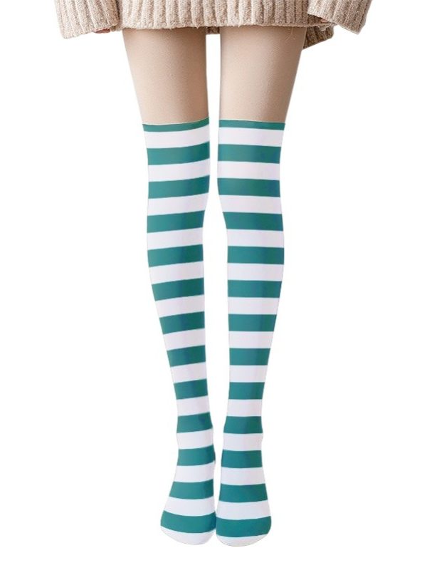 Printed Silk Stockings Thin Women's Spring and Autumn Japanese Style Lolita Cute Animation Over-the-Knee Long White Velvet Socks