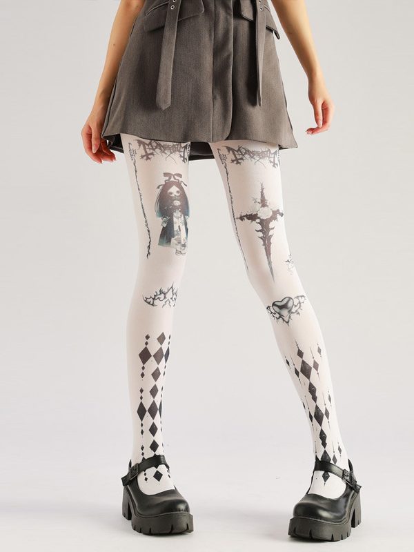 Dark Pattern Pantyhose: COS 2D Print Statement Stockings