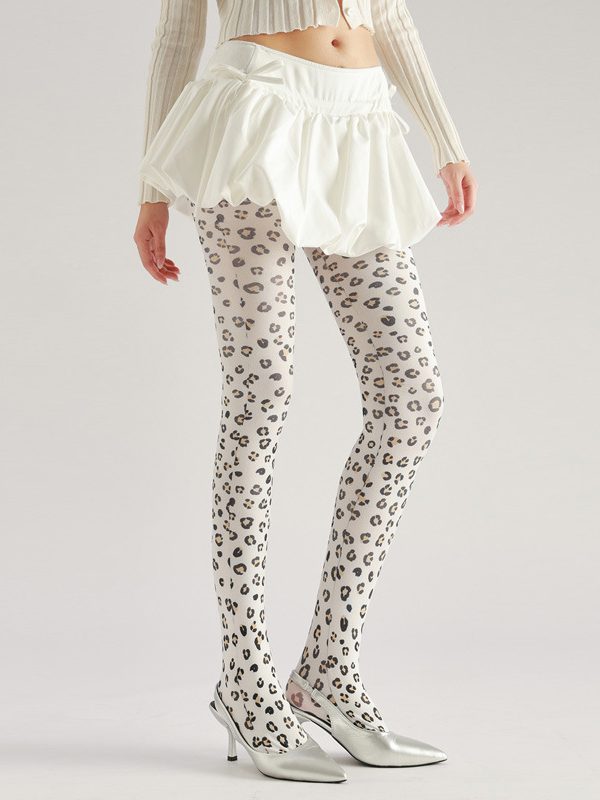 Money Leopard Print Pantyhose - Designer Tights for Women