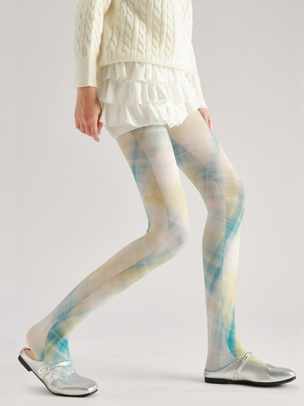 Yellow Green Gradient Pantyhose - Abstract Pattern Personalized Stockings