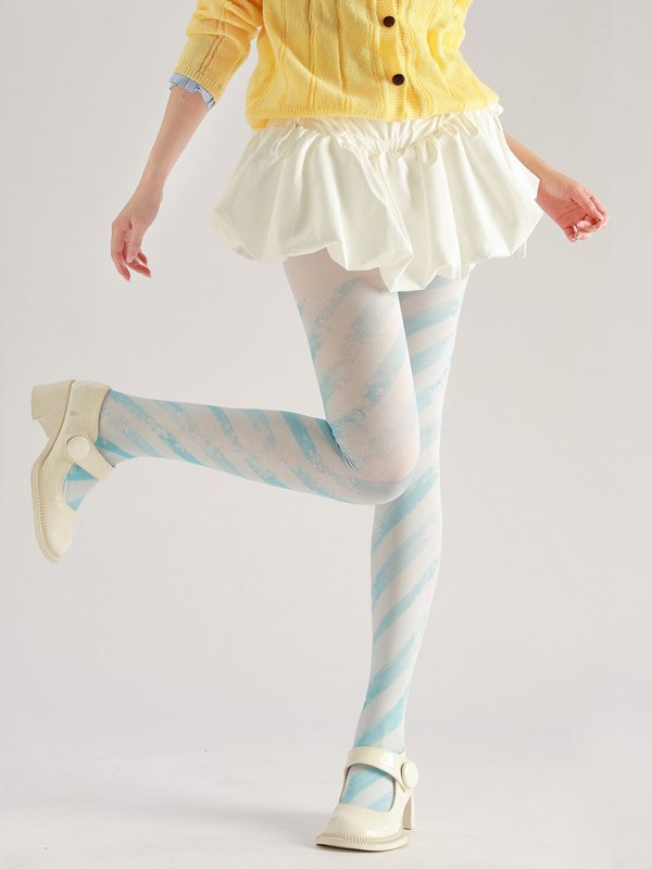 Spiral Gradient Pantyhose: Abstract Blue Striped Tights