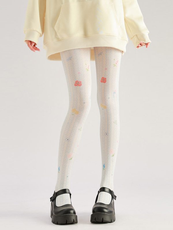 Striped Floral Pantyhose: Trendy Patterned Tights for Women