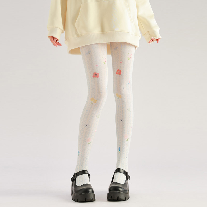 Striped Floral Pantyhose: Trendy Patterned Tights for Women