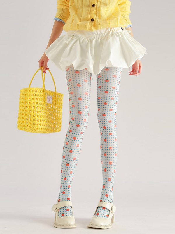 Pop Dot Apple Pantyhose - Cute Patterned Tights for Women