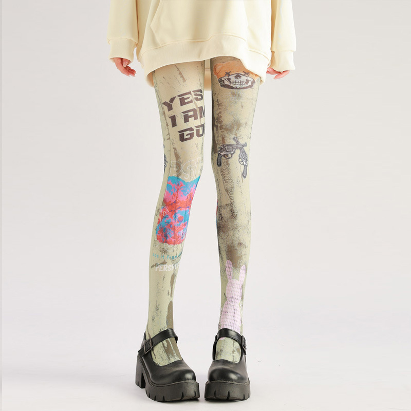 Graffiti Alphabet Tights: Edgy Letter Print Pantyhose