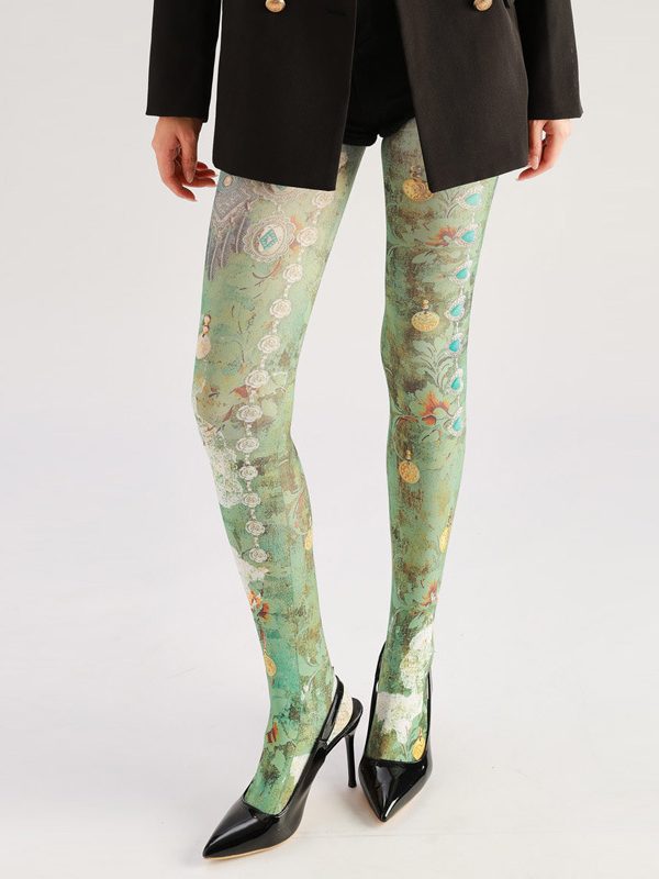 Vintage Ethnic Mural Pantyhose - Luxury Patterned Stockings