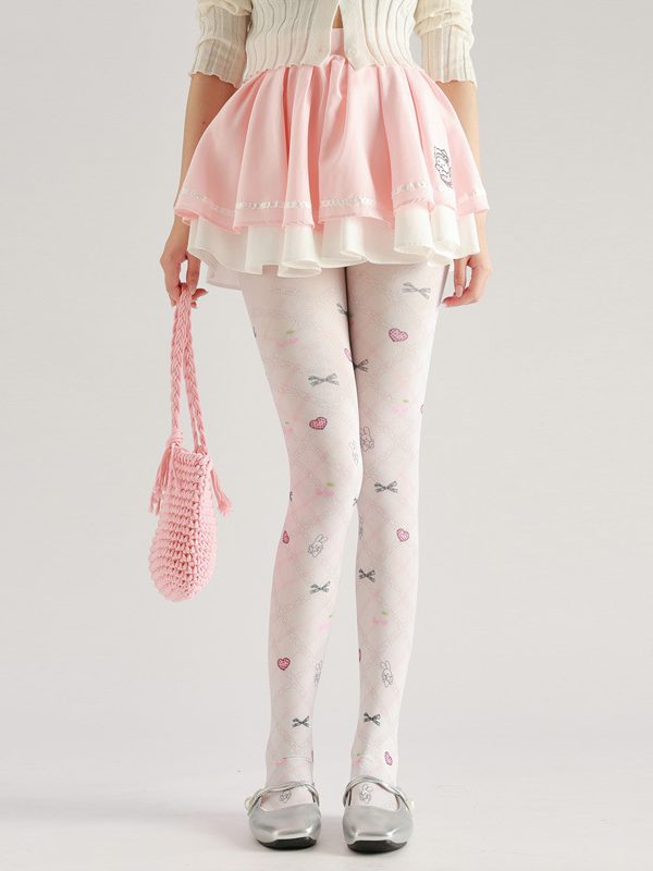 Love Heart Bow Tie Rabbit Pantyhose - Cute Kawaii Tights