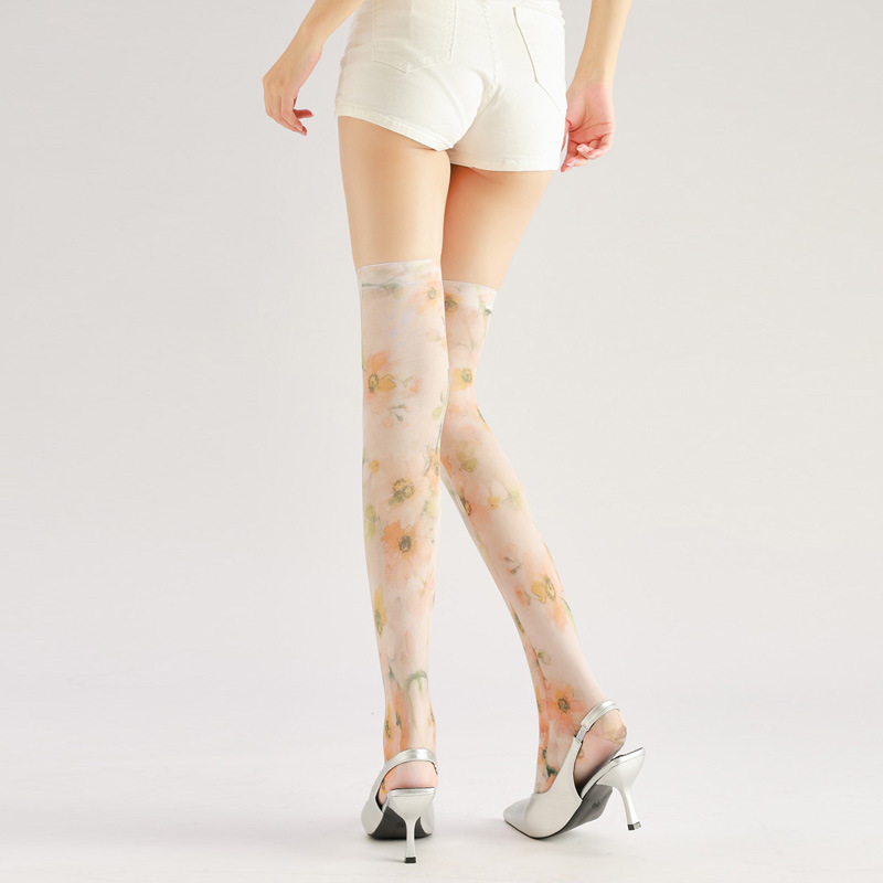 Floral Thigh High Socks: Cute Flower Over-the-Knee Stockings