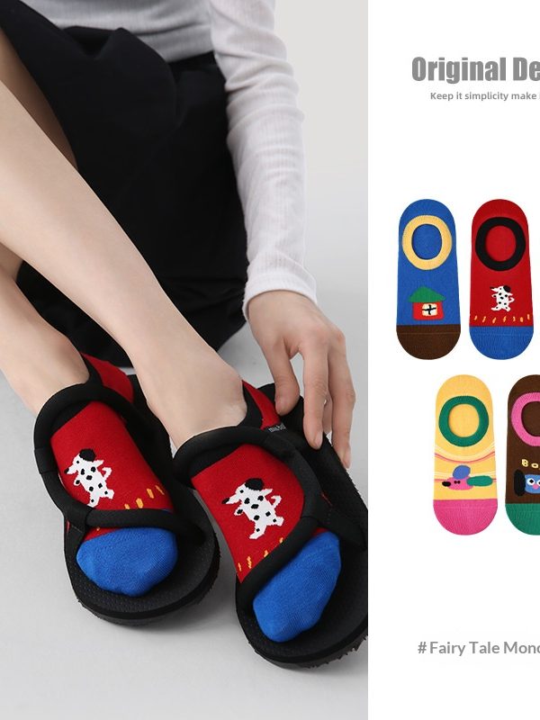 R5045 Socks Spring/Summer Women's Fairy Tale Monologues Socks Women's Thin Casual Invisible Socks Breathable Mesh Socks Children