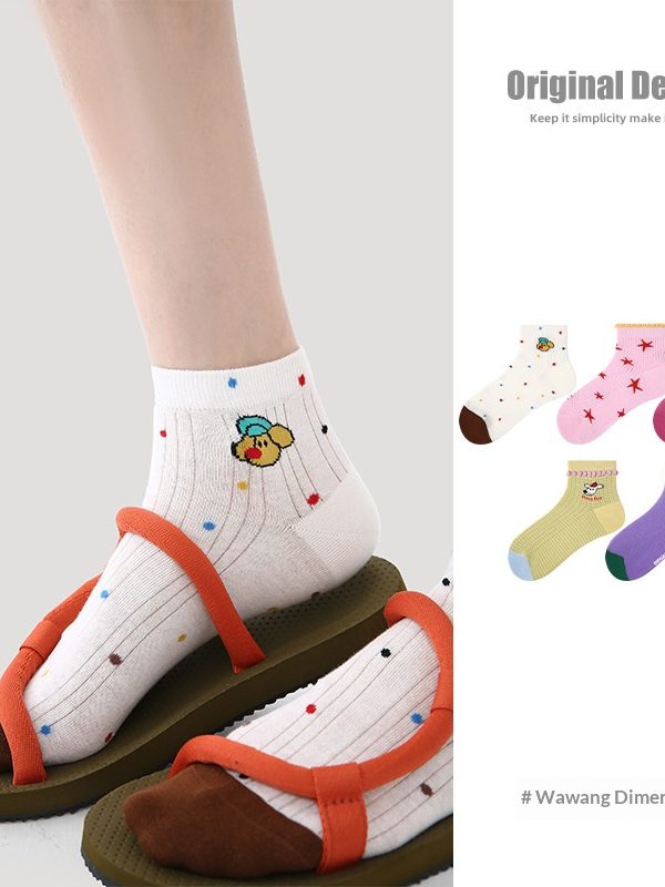 R5023 Socks Spring/Summer Women's Woof Dimensional Casual Socks Women's Thin Ship Socks Cotton Breathable Mesh Socks Children