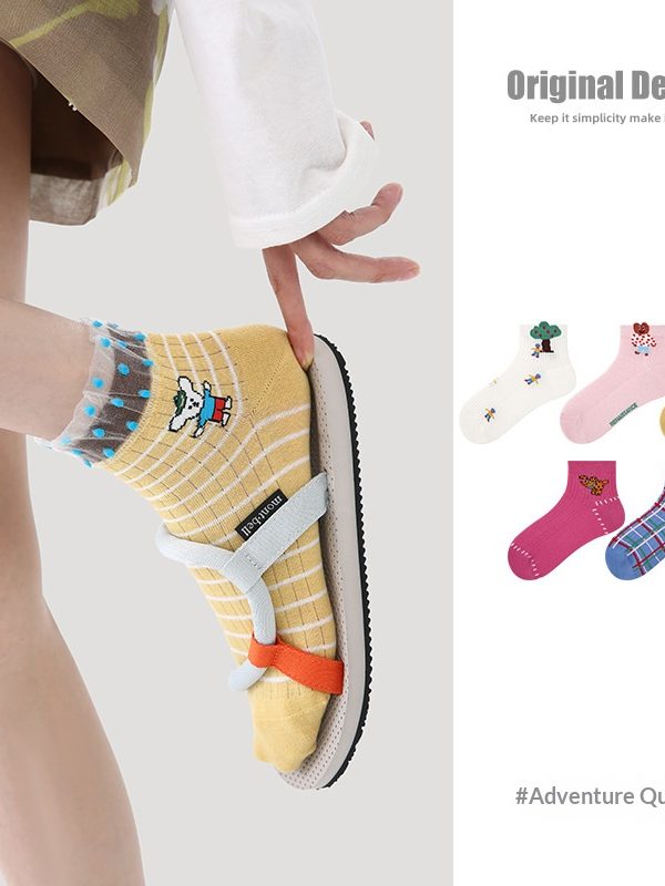R5022 Socks Spring/Summer Women's Adventure Casual Socks Women's Thin Ship Socks Cotton Breathable Mesh Socks Children