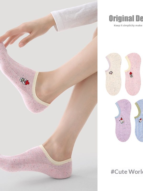R5038 Socks Spring/Summer Women's Q Cute World Socks Women's Thin Casual Invisible Socks Breathable Mesh Socks Children
