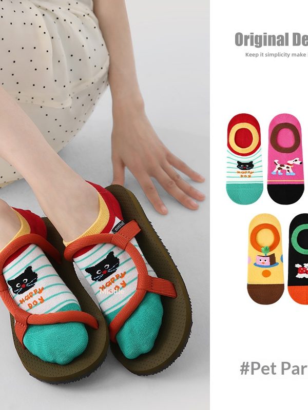 R5044袜子春夏女萌宠派对袜子女款薄款休闲隐形袜透气网眼袜子女